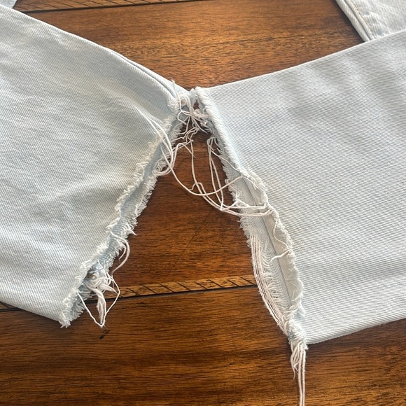 Levis Jeans Wedgie Straight No Waistband light wash raw hem button fly sz 29 - Picture 15 of 17